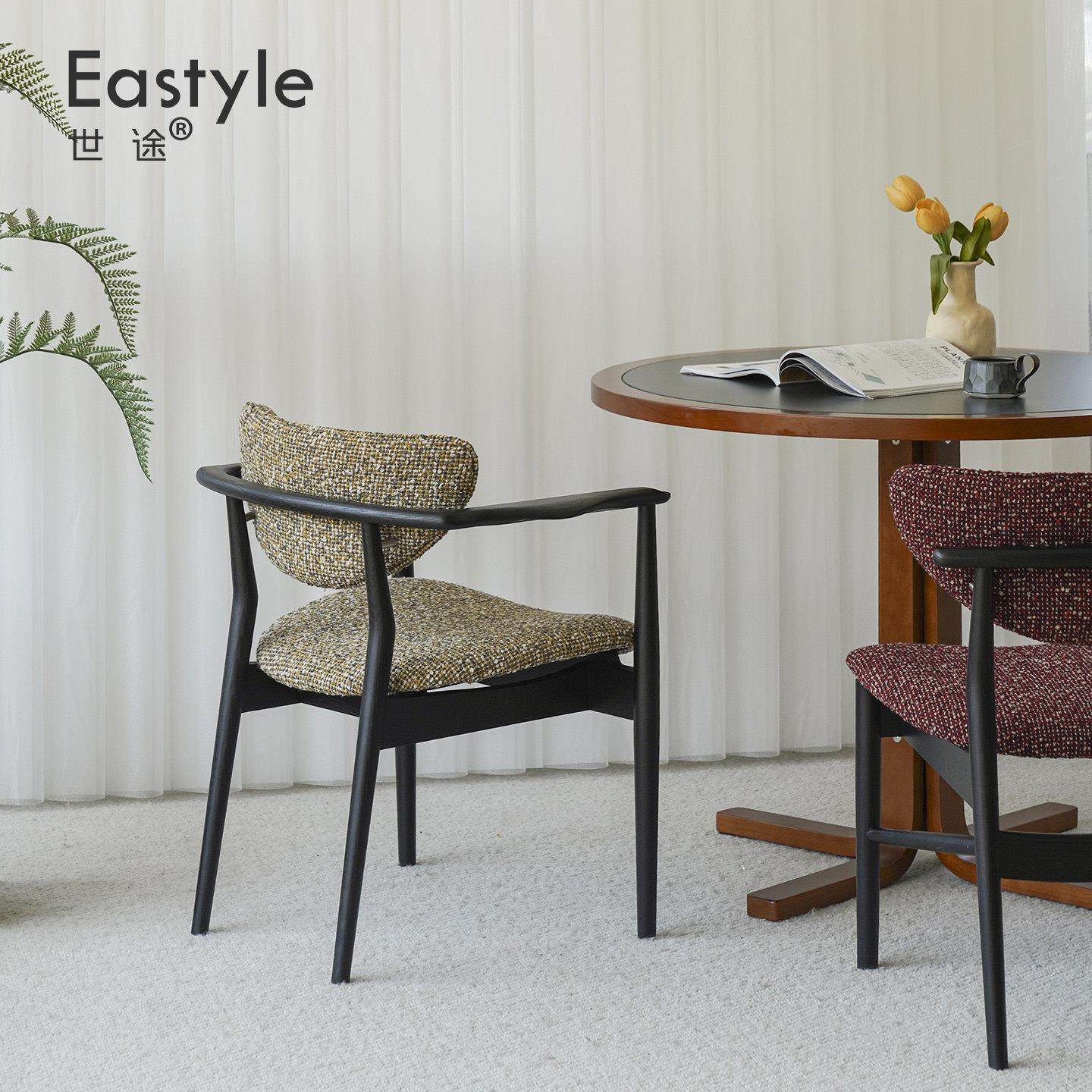 法式覆古设计师实木餐椅西芙NH10家用侘寂风椅子布艺休闲 椅书桌,住宅家具,餐椅,淘宝优惠券,粉丝福利购,淘宝优惠卷