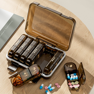 大容量分药盒子便携式随身分装吃药提醒一周七天饭前饭后一日三餐