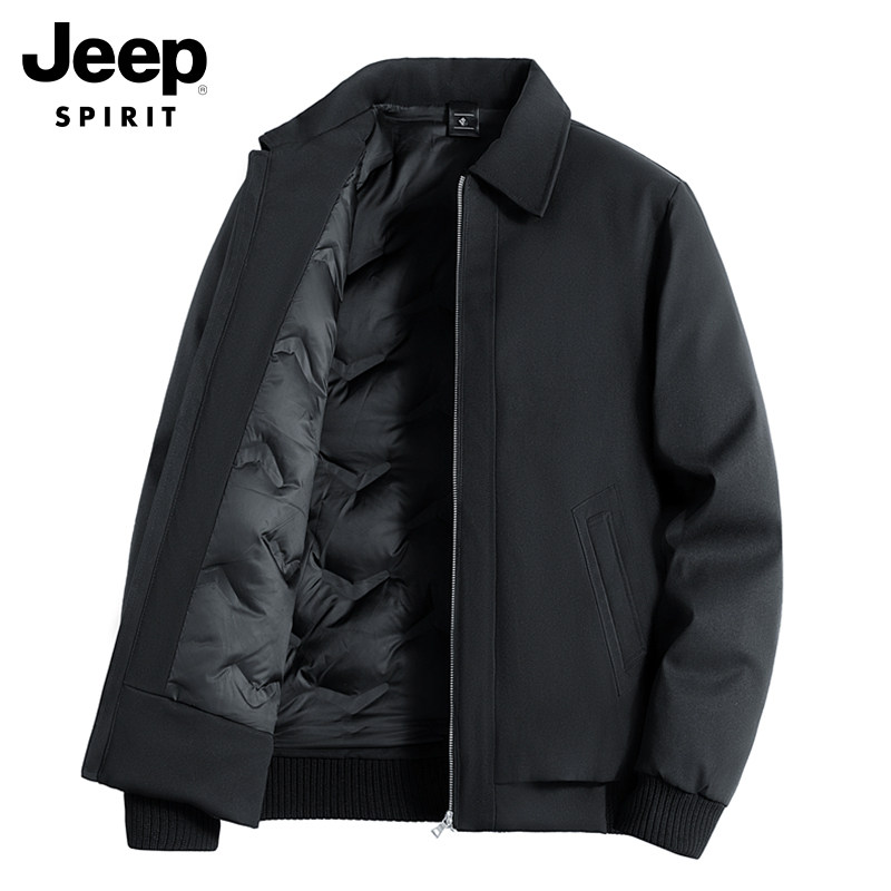JEEP吉普羽绒外套男冬季新款羽绒服男款翻领加厚保暖休闲百搭夹克