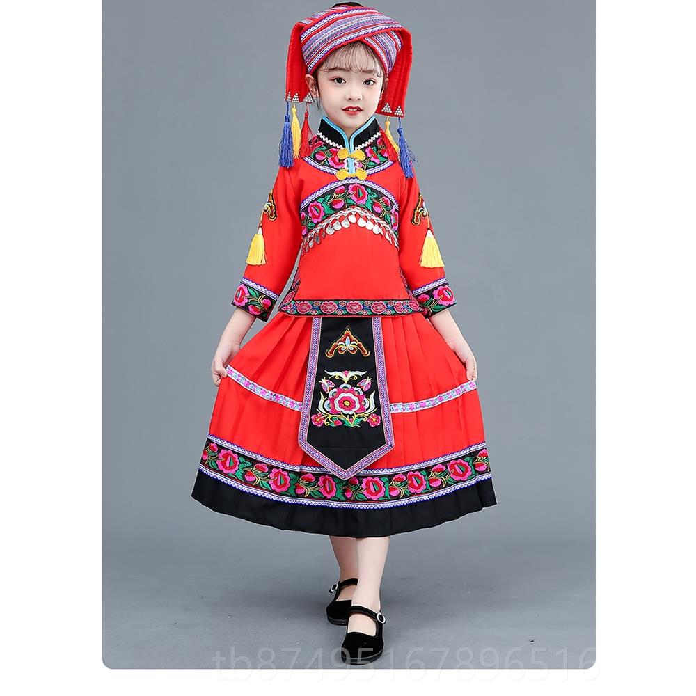 正品童少数民族儿服装竹竿舞女童男族民服饰彝族土家族黎族羌族演