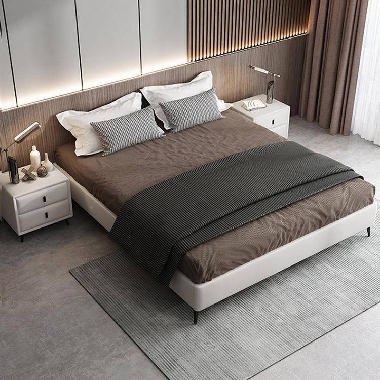 软床代简约悬浮床定制无床头靠现意式极简轻小奢皮床户型定无床头