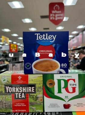 现货英国Tetley泰特利红茶PG tips经典红茶Yorkshire进口红茶80包