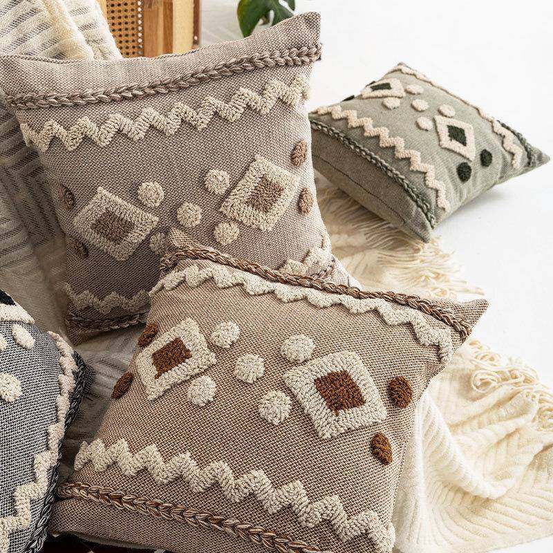 2025新品高端简约ins圈圈纱压边绒抱枕套刺绣客厅抱枕沙发靠垫套,居家布艺,抱枕被,淘宝优惠券,粉丝福利购,淘宝优惠卷