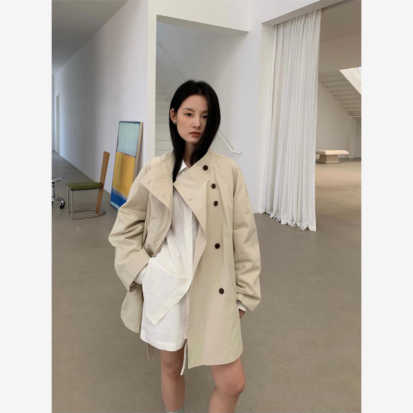 TG中长款宽松鱿鱼风衣女