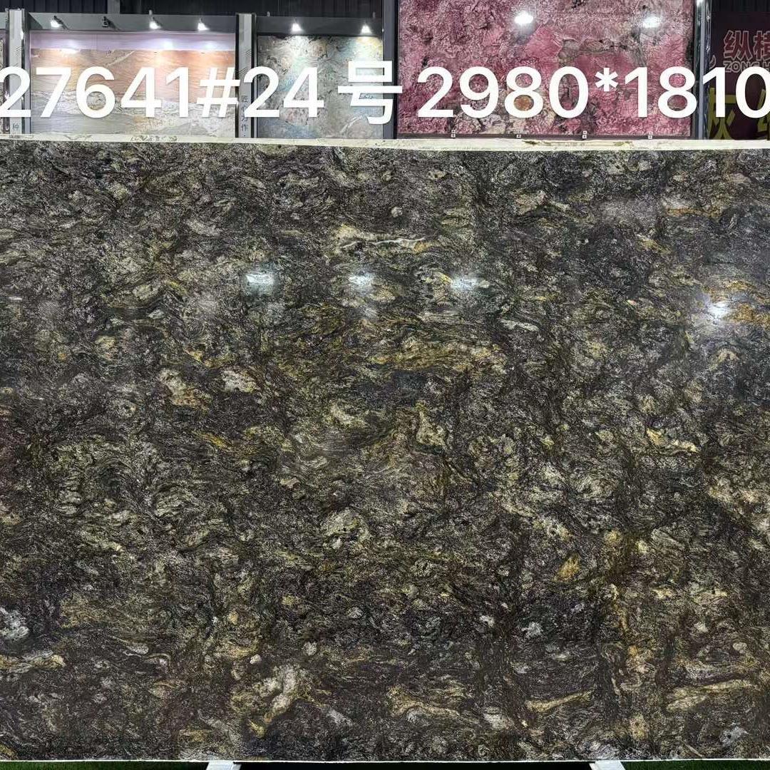 铂金钻奢石餐桌天然大理石台面定做轻奢石材桌面茶几