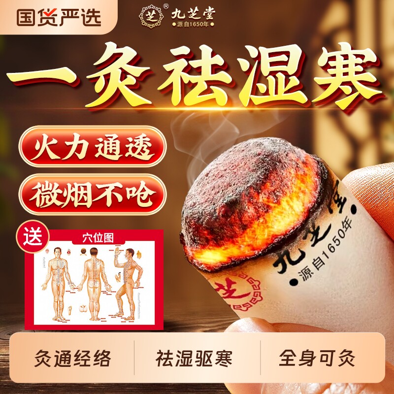 九芝堂艾灸柱陈年短艾柱非十年纯艾绒无烟家用随身灸祛湿艾条正品
