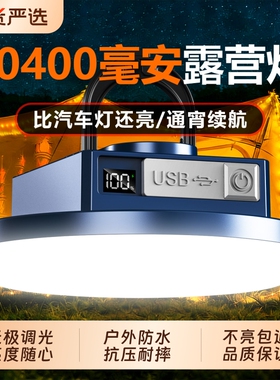 微笑鲨户外露营照明灯充电超长续航超亮野营帐篷营地应急天幕主灯