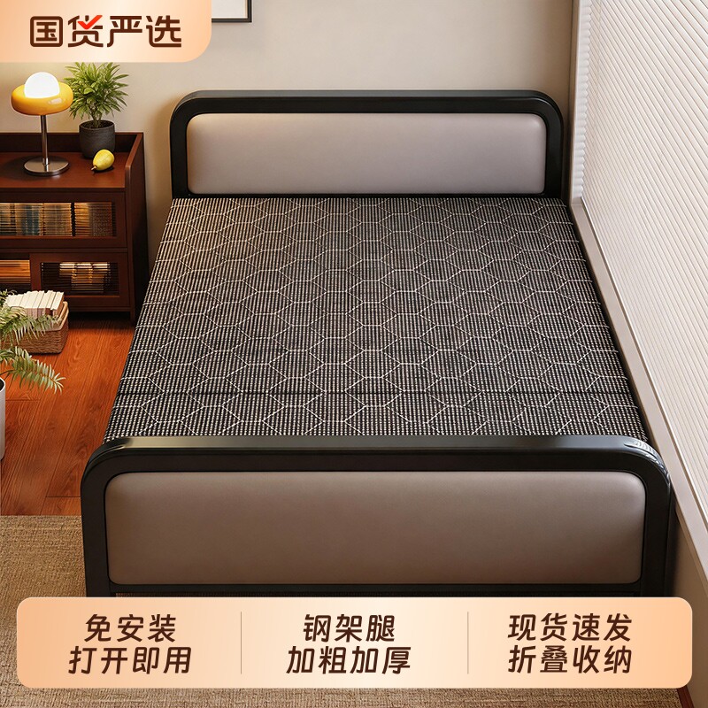 小床简易床折叠床适合家用单人床护腰新款木床可折叠实木结实午休