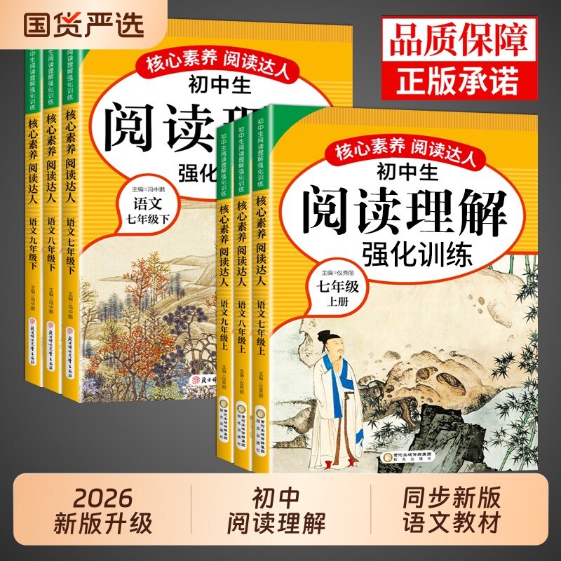 初中生阅读理解强化训练配套人教版七八九年级上册下册初初中语文课外阅读专项训练书答题技巧现代文古诗文文言文上下同步作文国货