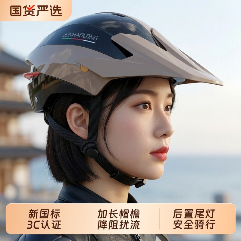 君豪龙3C认证电动车头盔摩托车男士夏季防晒安全帽2026新款女半