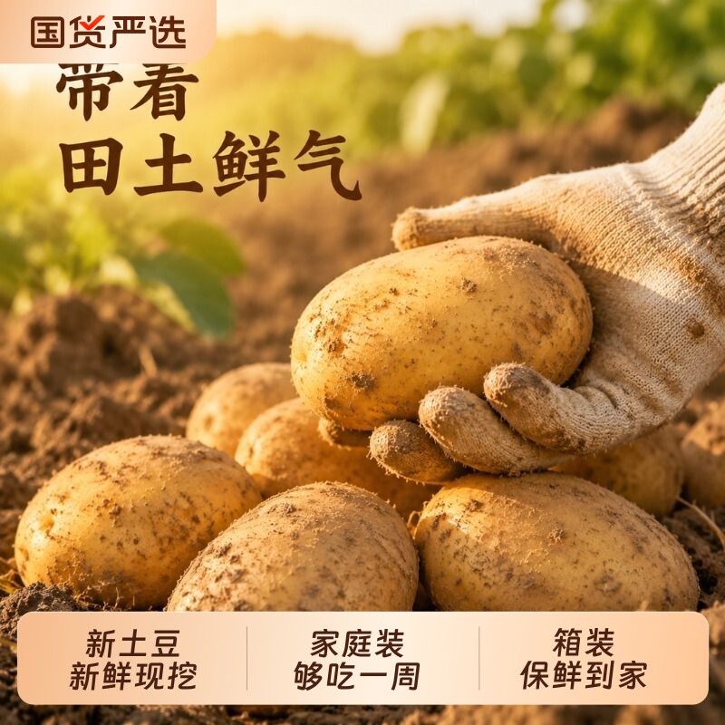 定西黄皮土豆农家自种新鲜精品现挖马铃薯正宗洋芋蔬菜批发当季图片