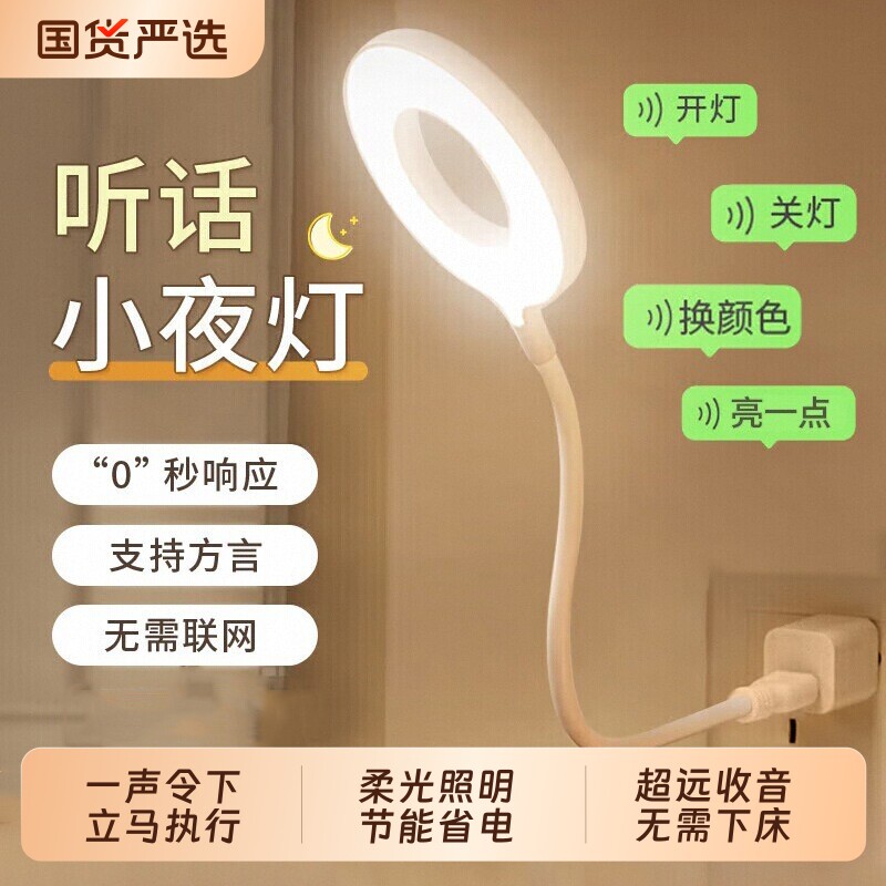 【爆款热销】睡眠床头语音小夜灯图片