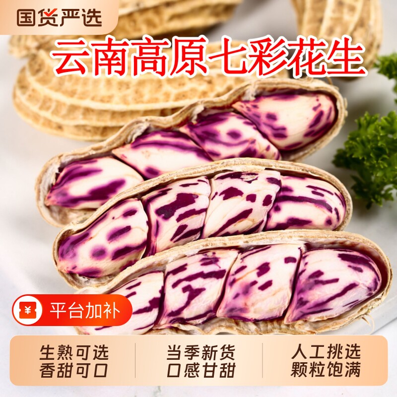 云南新货七彩花生带壳富硒黑花生种野地水果晒干新鲜油炸健康普洱