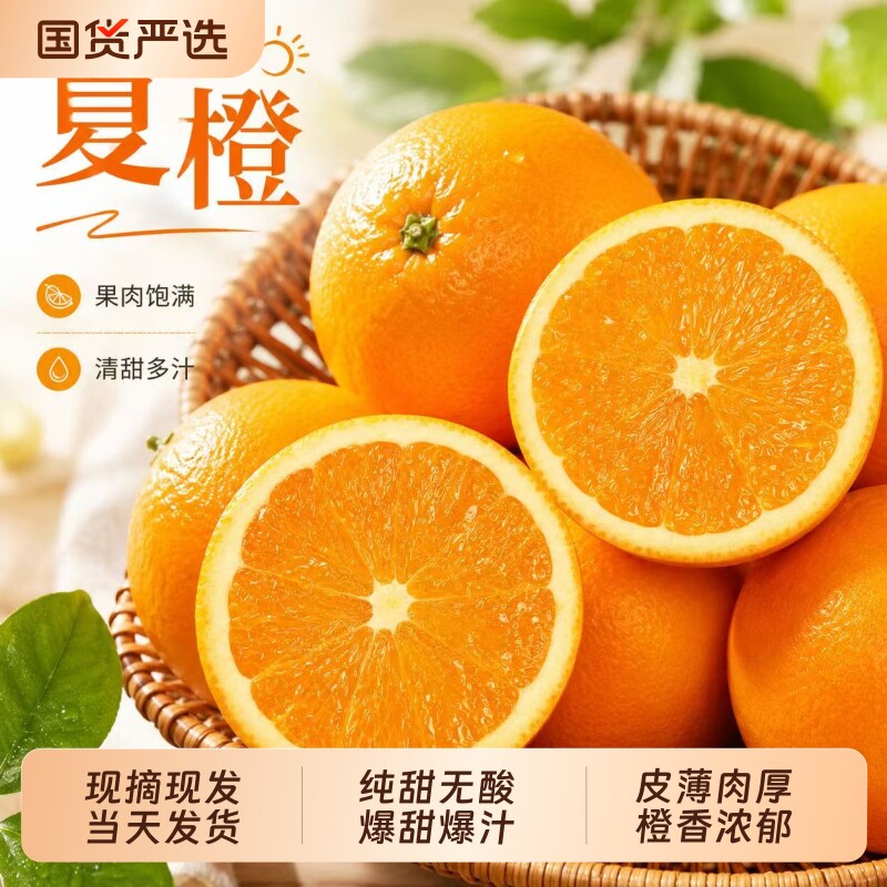 正宗湖北秭归夏橙脐橙橙子旗官方旗舰店新鲜水果甜现摘手剥春橙图片