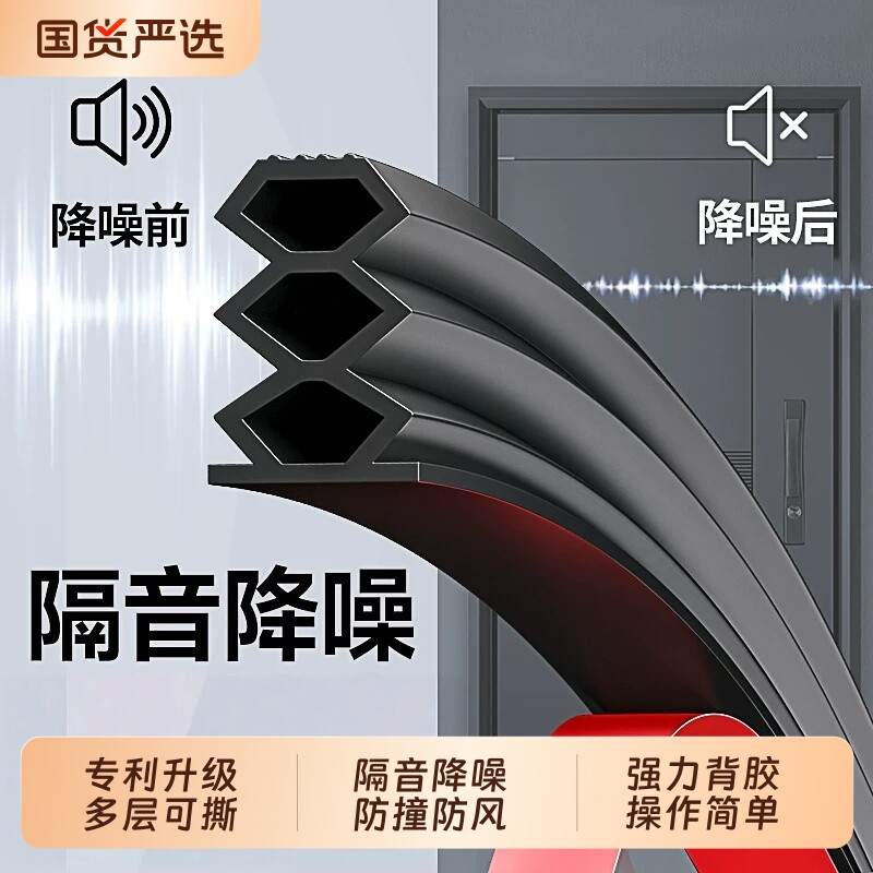 防盗门入户门缝密封条隔音超静音房门框防撞硅胶条窗户防风条大门图片