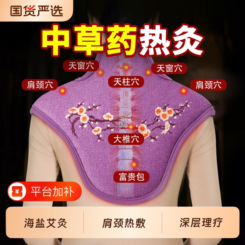 肩颈热敷披肩海盐艾草热敷包盐袋理疗袋电加热颈椎部艾灸脖子神器