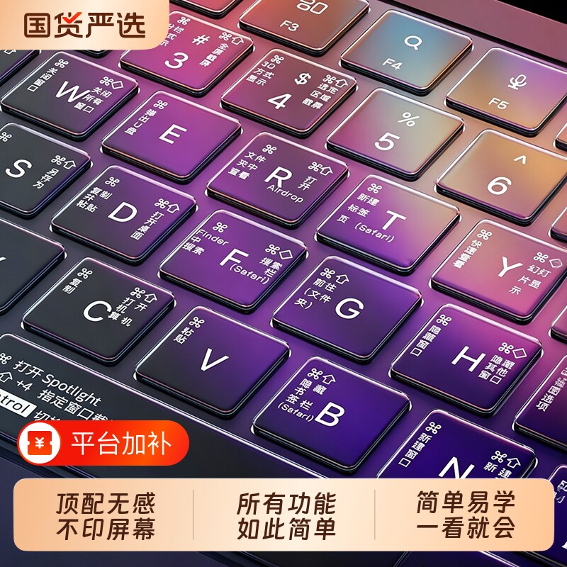 适用苹果电脑macbook键盘膜macbookair保护贴mac笔记本Pro14寸Neo快捷键13透明M5套15超薄16全覆盖M4防尘贴膜