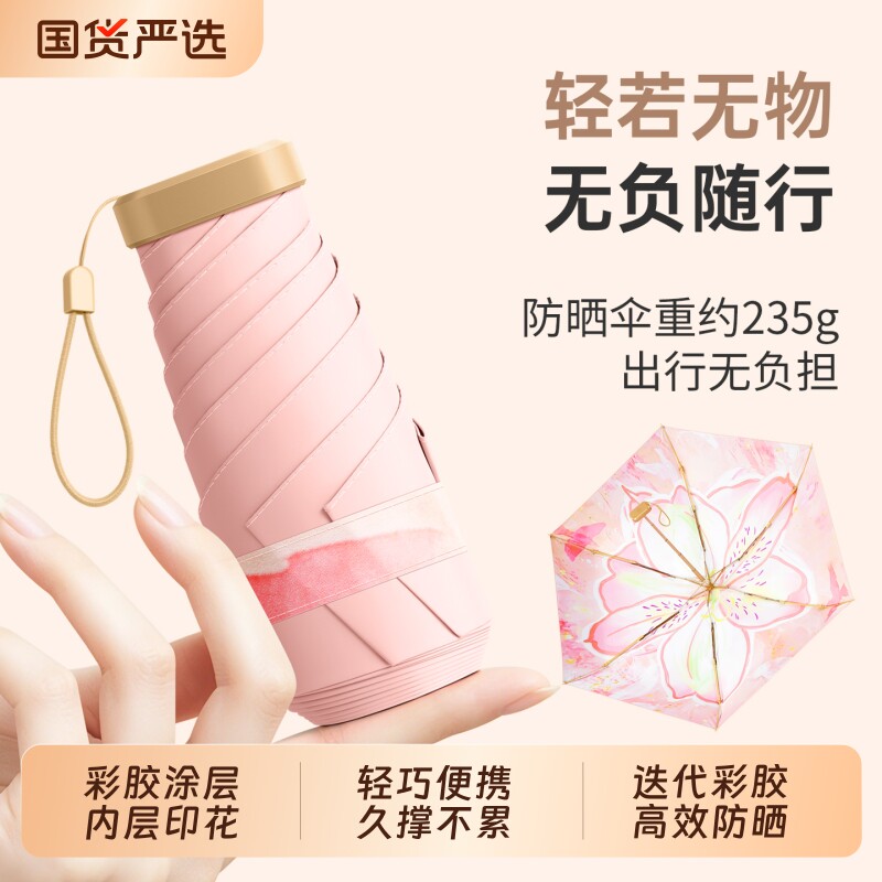超轻便携卡片太阳伞彩胶防晒伞图片