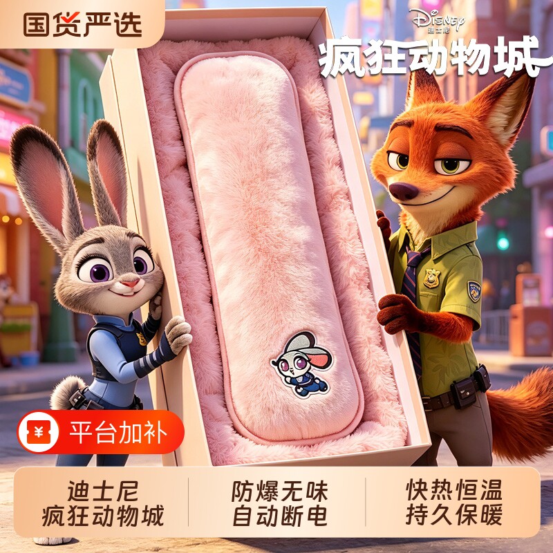 迪士尼正品电热水袋充电暖水袋电暖手宝热暖宝宝保暖热敷防爆2026冬新款抱枕石墨烯加长发热