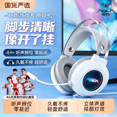 狼蛛S612有线头戴式电脑耳机电竞