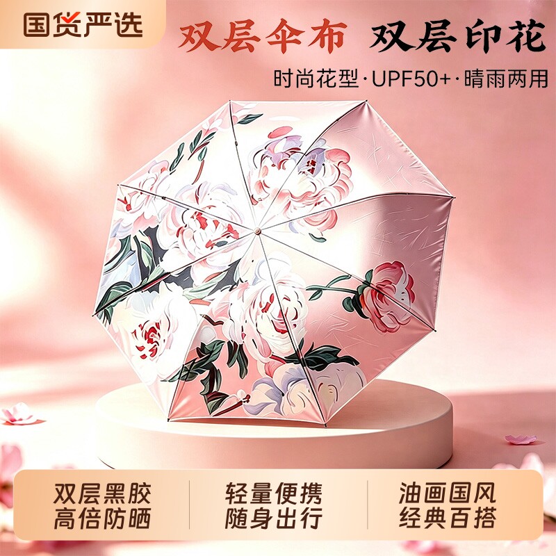 【破损包赔】双层黑胶防晒晴雨伞图片