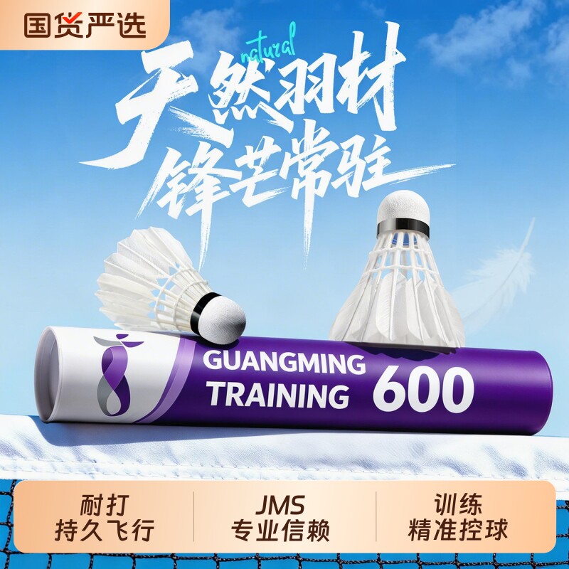 健猛狮羽毛球鹅毛12只装耐打王白色黑训练专业比赛防风耐打球正品