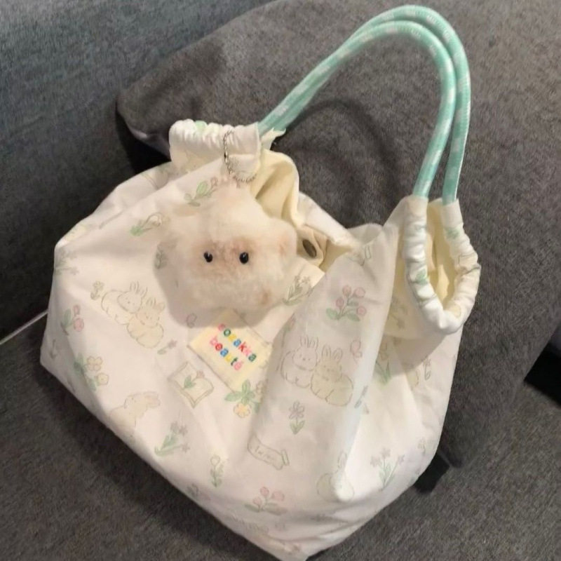 可爱小兔碎花新款百搭通勤单肩包