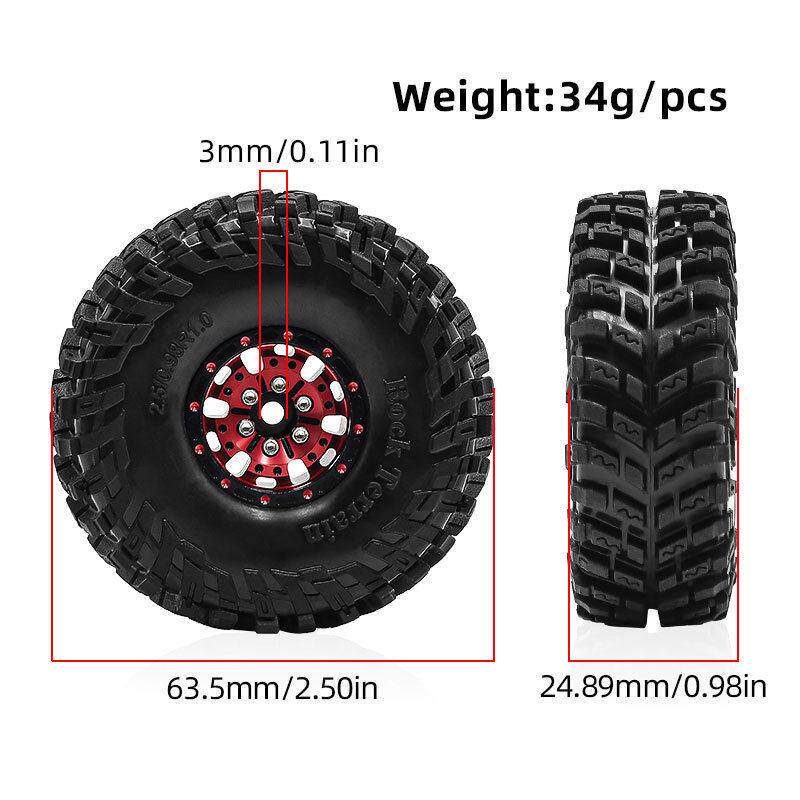 1/18TRX4M SCX24 FMS Ascent-18 1.0英寸轮毂轮胎 攀爬车胎皮D314