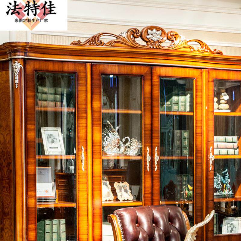 美式实木书桌欧式办公桌 别墅书房家具仿古大班台电脑桌