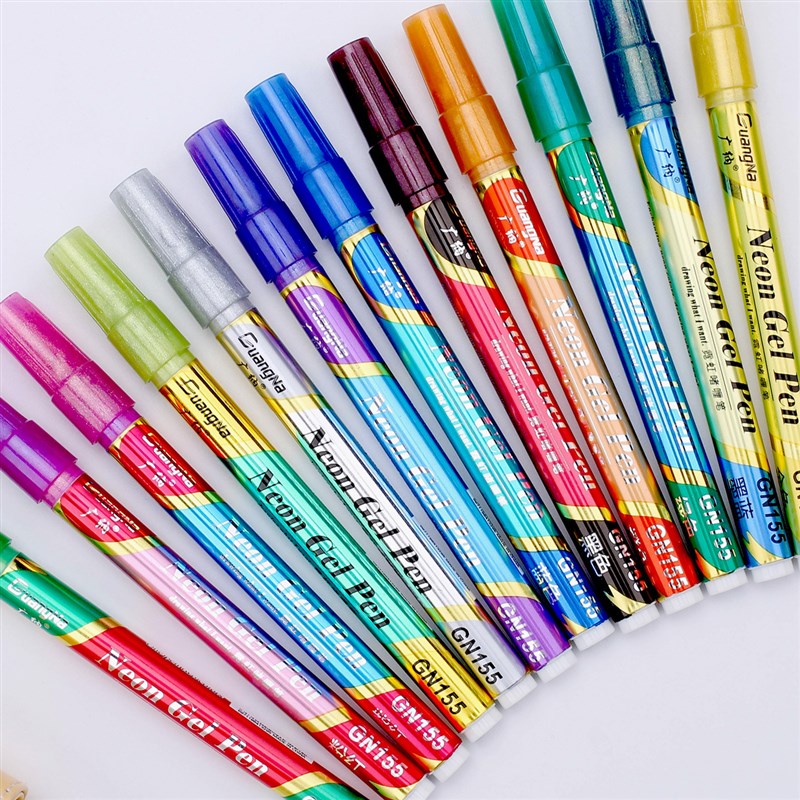 广纳155荧光笔 金属标记笔 水性马克笔 闪粉荧光笔闪光金属油漆笔