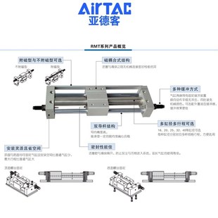 100X150X200X250X300X400X500S 无杆气缸RMT32 原装 亚德客磁偶式