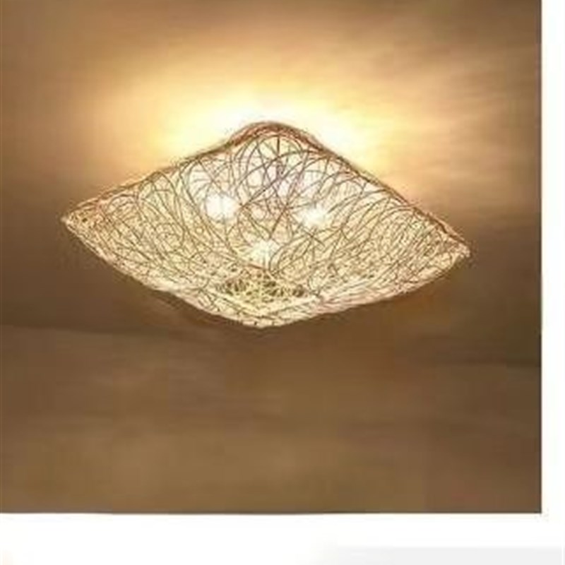 藤编吸顶灯日式民宿客厅餐厅卧室阳台灯笼东南亚麻绳田园藤艺灯具