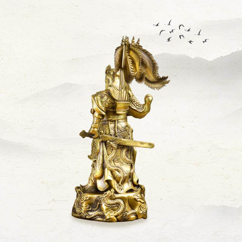 纯铜祥龙关公九龙关公武财神爷关羽关二爷铜像家居公司摆件工艺品