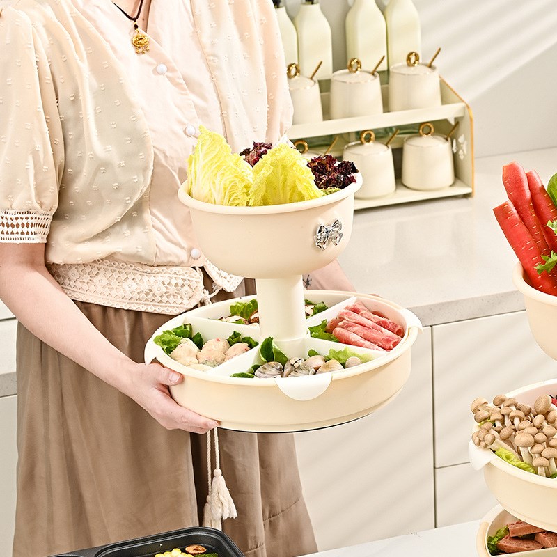 厨房特大号火锅拼盘架塑料家用蔬菜肉类分格放菜备摆盘菜盘沥水篮