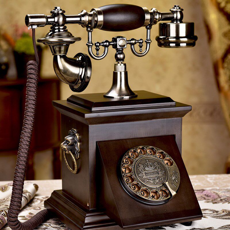 实木转盘复古电话机座机老式中式欧式仿古美式家用无线插卡电话