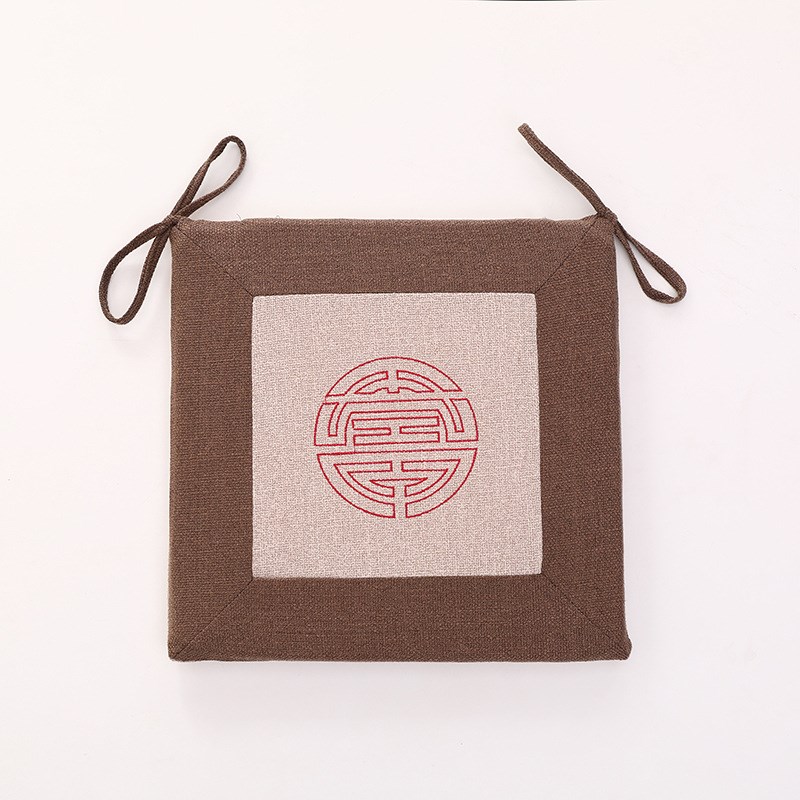 透气海绵亚麻坐垫中式椅垫可拆洗餐椅垫学生办公室电脑椅加厚椅垫