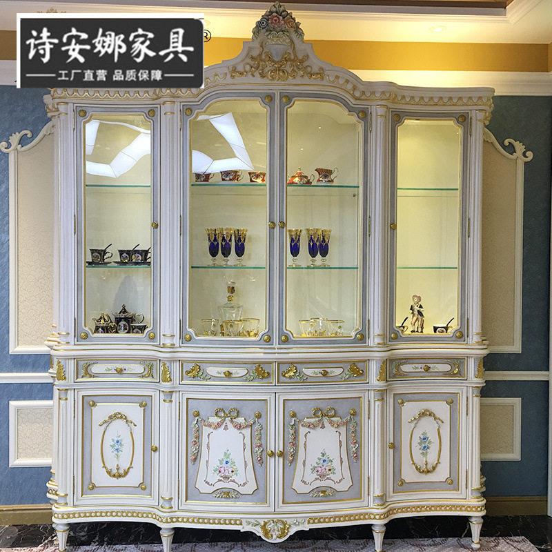 欧式意大利奢华四门酒柜欧式新古典法式彩绘展示柜全屋家具
