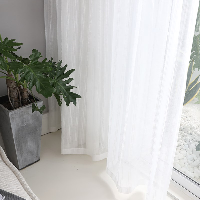 ZQ处理白色纱帘透光不透人白纱窗帘飘窗阳台小清新薄纱窗