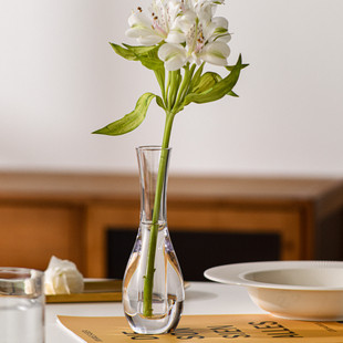 简约桌面小花瓶摆件客厅茶几插花花瓶防摔PC透明高级感水养鲜花瓶