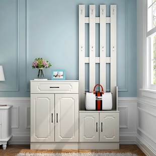 鞋柜衣帽架一体入户门鞋柜进门挂衣架落地客厅家用入户鞋帽一体柜