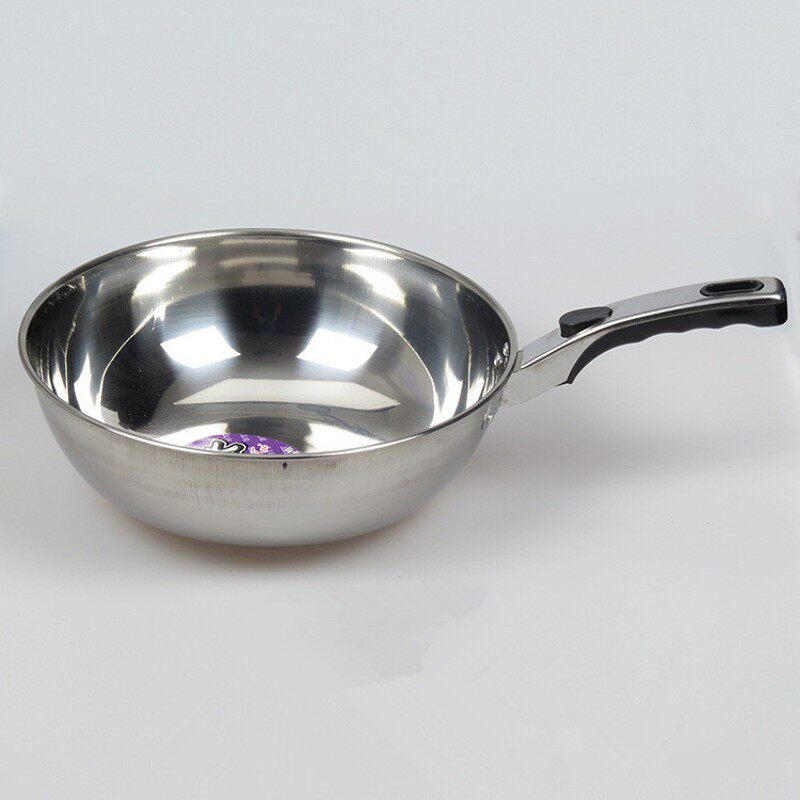 帮太太不锈钢加厚炒锅炒勺超薄拌凉菜锅颠勺锅圆底锅轻便不粘包邮
