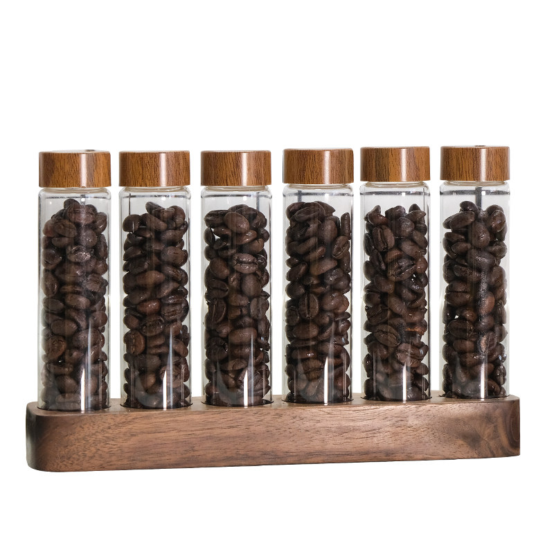 精选咖啡豆分装试管玻璃展示瓶单向阀密封储存罐咖啡高级感闻香瓶