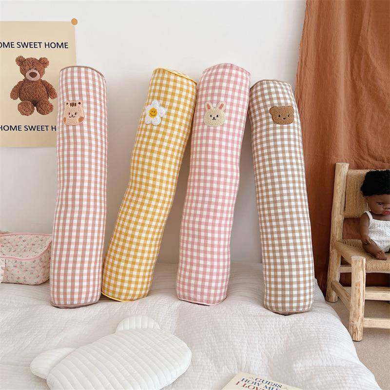 ins简约格子纯棉韩系圆柱抱枕夹腿靠枕儿童防撞床围枕含芯可拆洗,居家布艺,抱枕被,淘宝优惠券,粉丝福利购,淘宝优惠卷