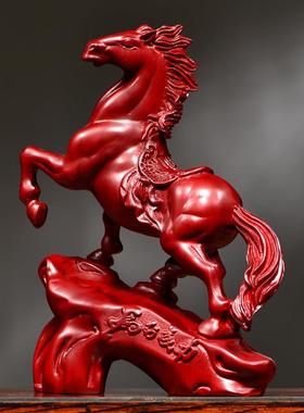 红花梨木雕生肖马摆件实木新中式马到成功家居书房办公装饰工艺品