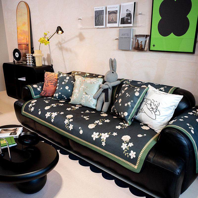 四季通用花卉沙发垫法式浪漫凉感沙发坐垫透气耐磨防滑沙发盖巾,居家布艺,沙发垫,淘宝优惠券,粉丝福利购,淘宝优惠卷