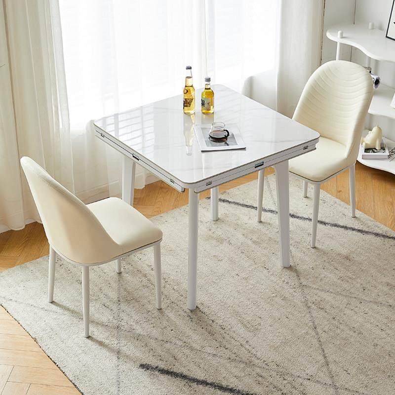纯白奶油风实木折叠岩板餐桌家用小户型简约现代高级感餐桌椅组合,住宅家具,岩板餐桌,淘宝优惠券,粉丝福利购,淘宝优惠卷