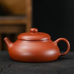 朱泥梨壶紫砂壶半手工制宜兴大红袍茶壶茶具家用泡茶器八方单壶