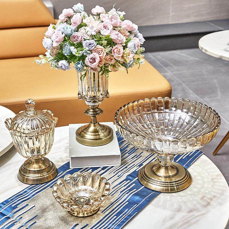 奢华欧式现代玻璃果盘 客厅创意茶几水晶玻璃水果盘花瓶套装摆设,家居饰品,果盘/果篓,淘宝优惠券,粉丝福利购,淘宝优惠卷