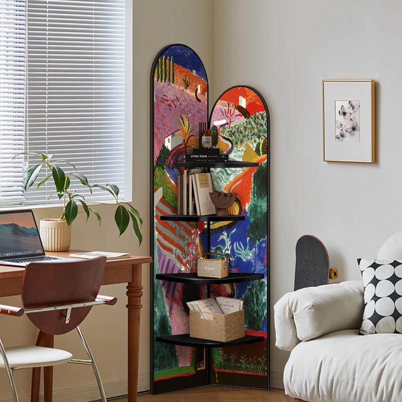 客厅落地转角装饰摆件柜画色彩艺术多层置物架书柜夹缝墙角收纳柜,家居饰品,落地摆件,淘宝优惠券,粉丝福利购,淘宝优惠卷