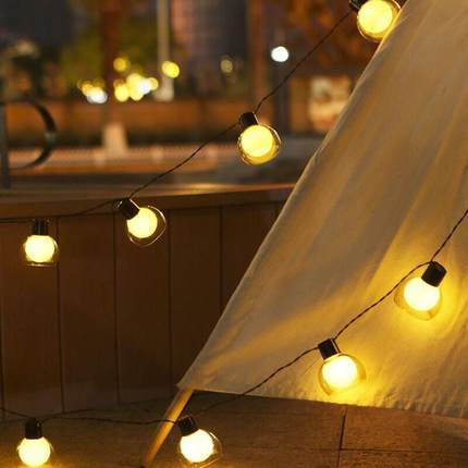 户外天幕帐篷露营氛围灯串灯led彩灯带大圆球营地布置婚礼装饰灯